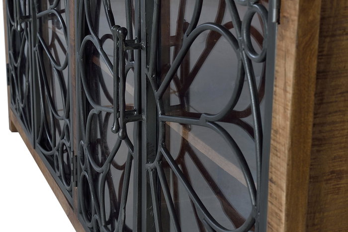 GINER Y COLOMER Aparador de madera de mango y metal de 4 puertas